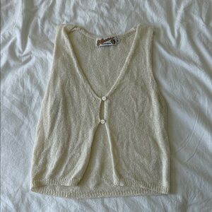Cream Sleeveless Knit Top